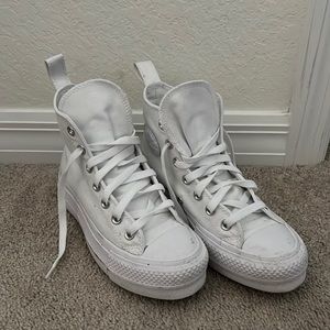 Converse White Platform High-Top Sneakers - Canvas Lace-Up